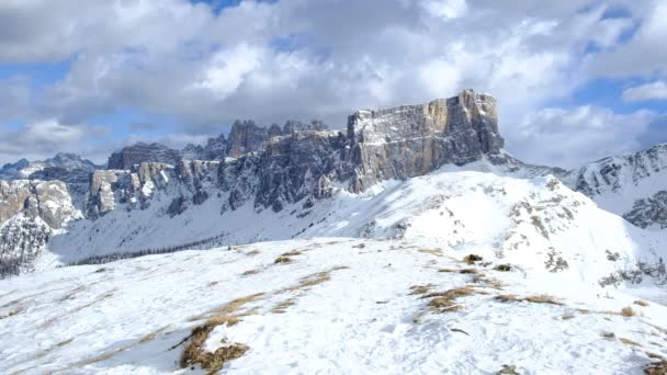 Fantastická Zimní Krajina Passo Giau Dolomity Itálie — Stock video