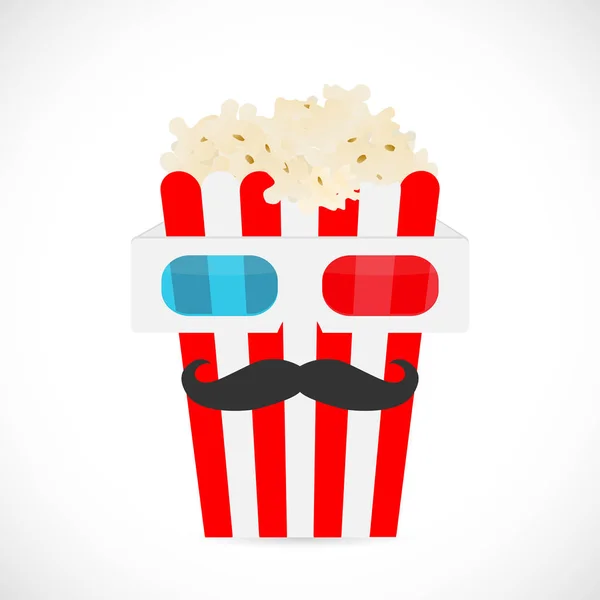 3D brýle a popcorn ilustrace — Stockový vektor