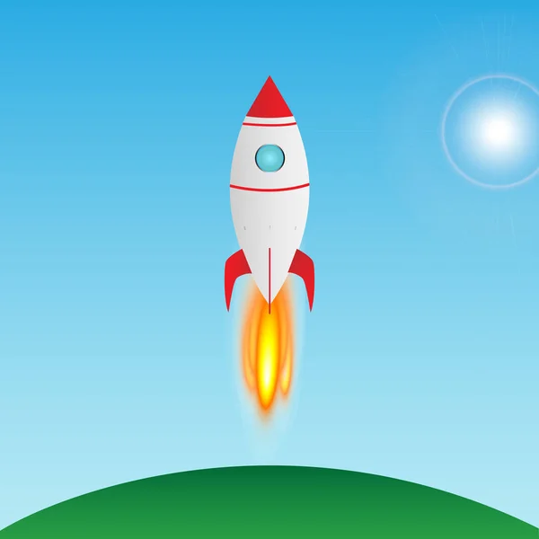 Rocket decollo illustrazione — Vettoriale Stock