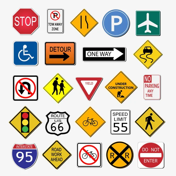 Road Signs Illustration — Stock Vector