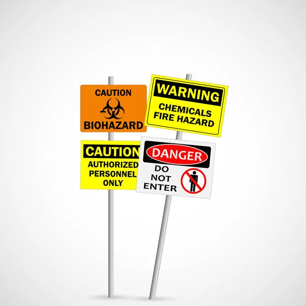 Warning and Caution Signs — Stock Vector