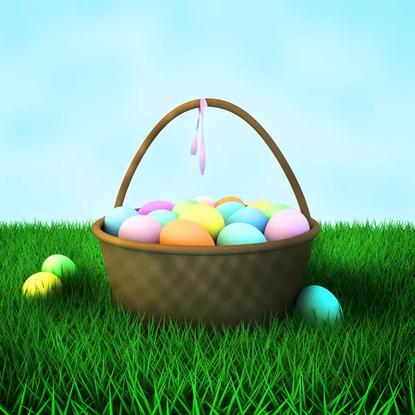 Easter Egg Basket — Stock Photo, Image