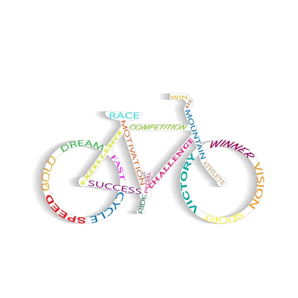 Bicicleta palabras ilustración — Vector de stock