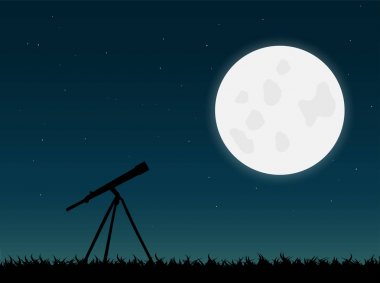 Teleskop ve Moon illüstrasyon