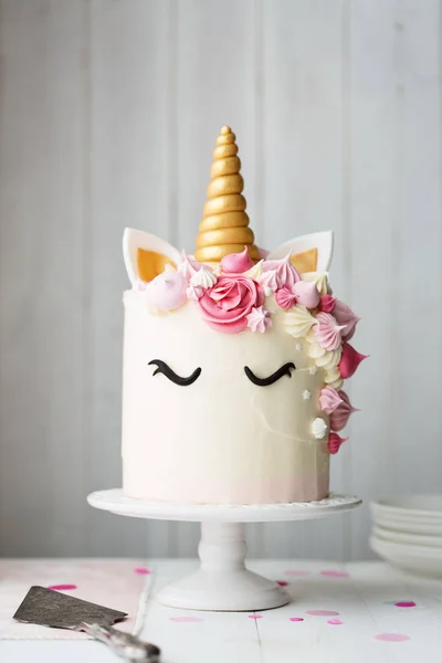 Unicorn cake on a stand — Stock Photo, Image