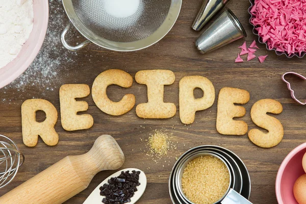 Recipes spelled out in cookies — Stock Photo, Image