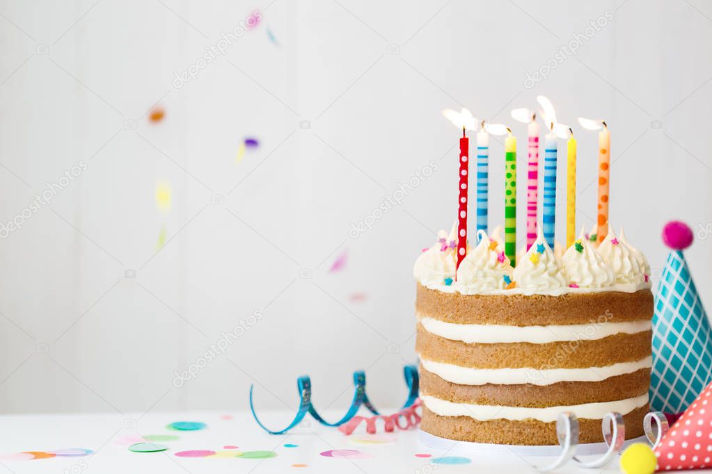 Birthday cake with confetti