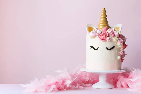 Unicorn cake on a cakestand — Stock Photo, Image