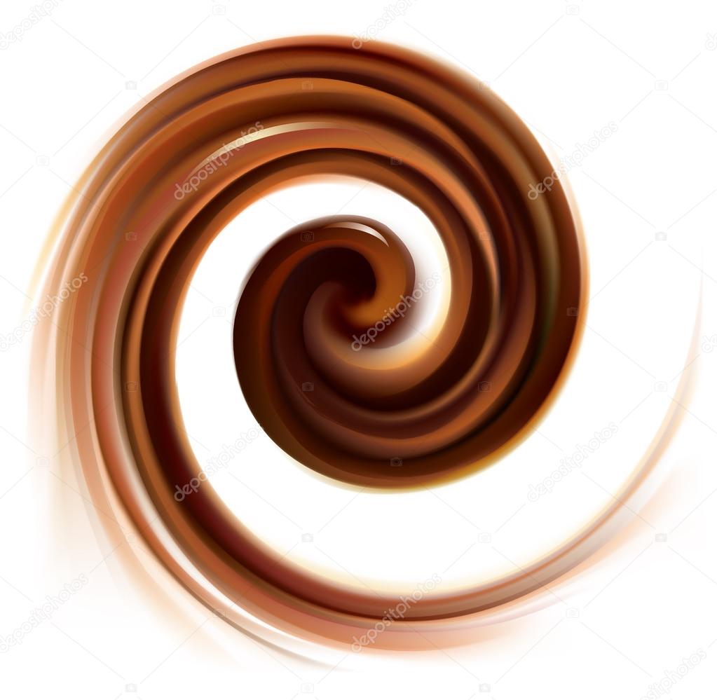 Vector background of swirling creamy chocolate texture 