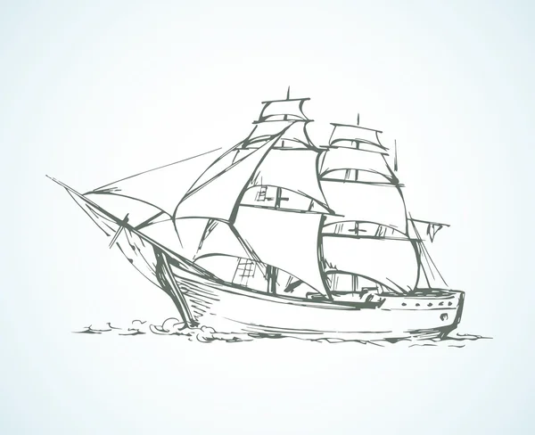 帆船。矢量绘图 — 图库矢量图片