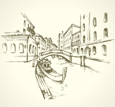 Venedik. Vektör cityscape