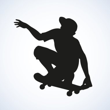 Vektör çizim. Kaykay üzerinde Tteenager