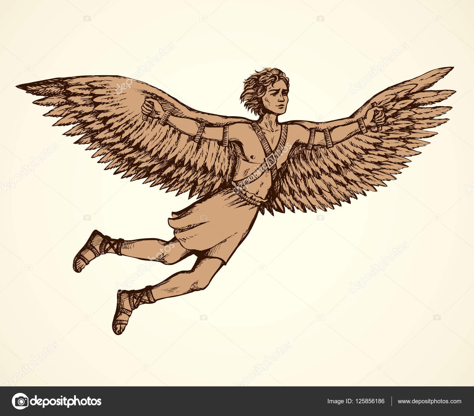 Icarus, character of ancient Greek legend. Vector drawing Stock