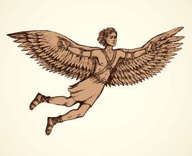 Icarus, character of ancient Greek legend. Vector drawing clipart