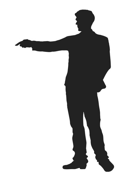 Векторный контур человека, указывающего на что-то рукой
