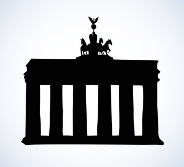 Vektör landmark. Kroki ana sights Berlin - Brandenburg g