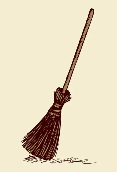 Old broom. Vector sketch — Stock Vector