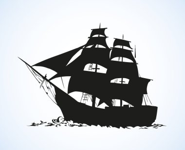 Sailing vessel. Vector drawing clipart