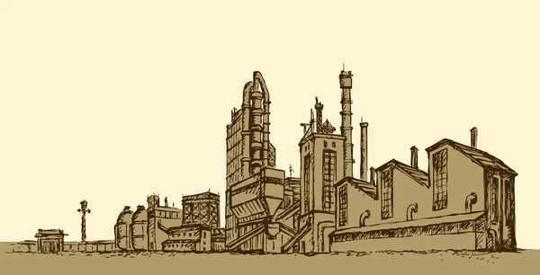 Gran fábrica. Boceto vectorial — Archivo Imágenes Vectoriales