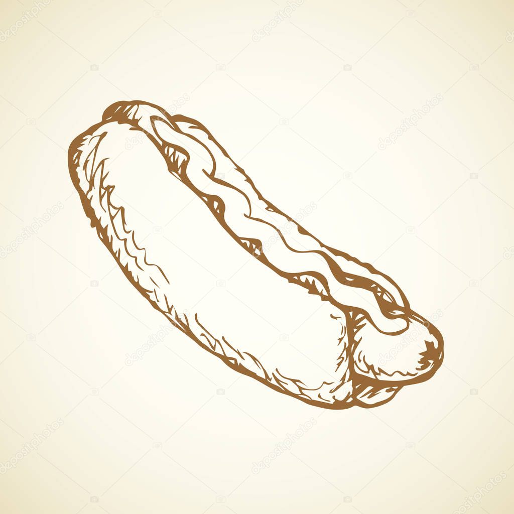 Appetizing traditional american nutrient pork brunch cuisine isolated on white backdrop. Freehand outline ink hand drawn picture symbol sketchy in art retro engraving graphic style with space for text