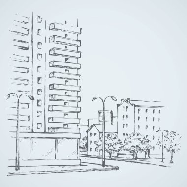 Vektör cityscape kroki