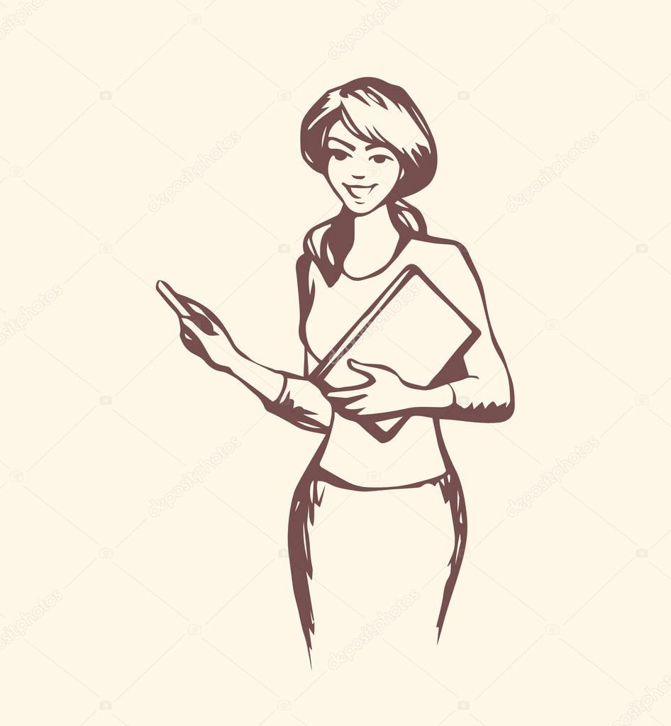 teacher with a pointer