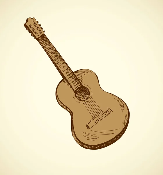 Klasická akustická kytara. Vektorové skica — Stockový vektor