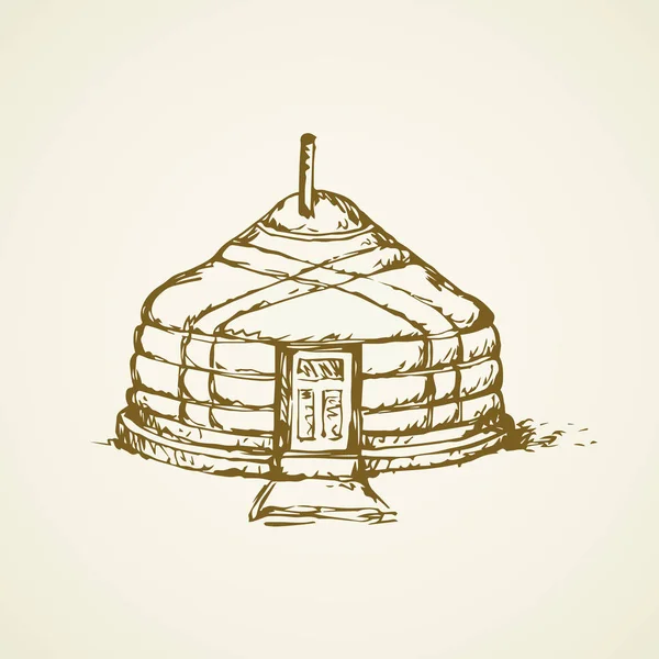 Yurt. Vector tekening — Stockvector