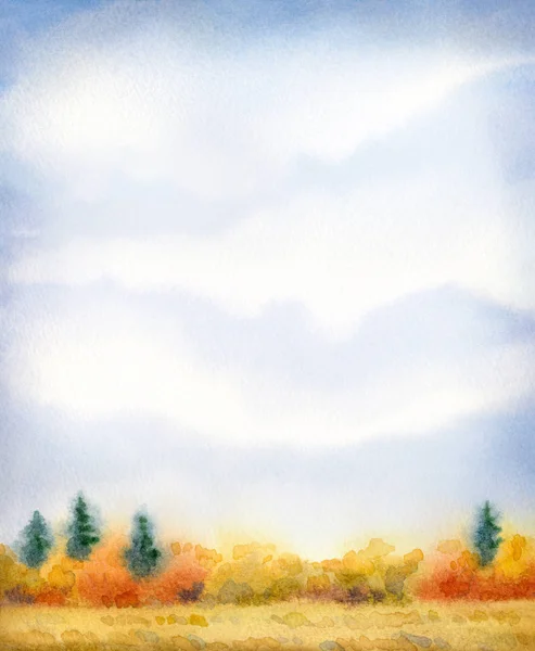 Akvarel krajiny série "stepní v různých ročních obdobích" — Stock fotografie