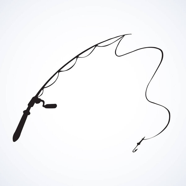 Fishing rod. Vector drawing