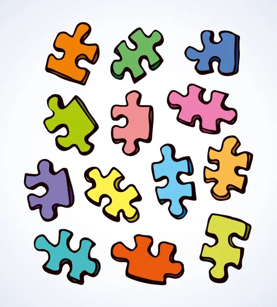 Puzzles. Dibujo vectorial — Vector de stock