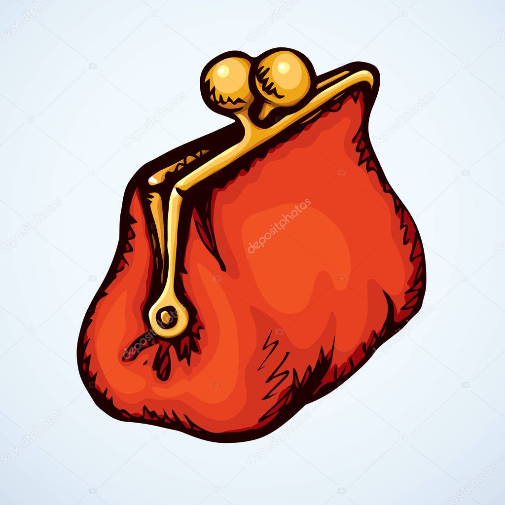 Purse border clip art Vintage purse. Vector drawing — Stock Vector