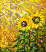 Картина, постер, плакат, фотообои "abstract painting. bright sunflowers on the field", артикул 131293246