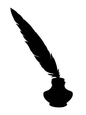 Quill'i inkpot hapiste. Vektör çizimi