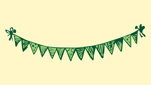 Banderas en la cuerda. Dibujo vectorial — Vector de stock