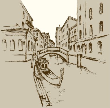 Venedik. Vektör cityscape