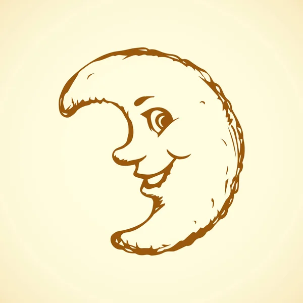 Lua com rosto cor esboço gravura vetor ilustração