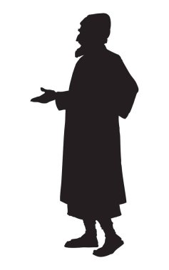 Yaşlı Yahudi Ulusal elbiseli. Vektör çizim