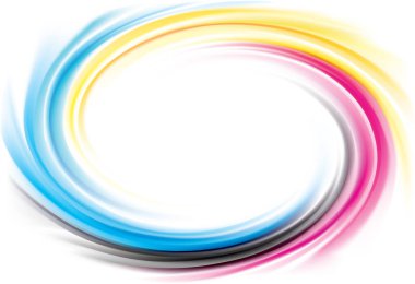 Vektör girdap arka planını temel renkleri yazdırma işlemi: Cmyk