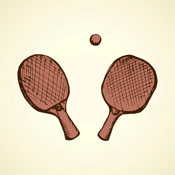 Ilustración vectorial. Raqueta y pelota para tenis de mesa — Archivo Imágenes Vectoriales