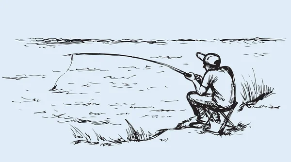 Le dessin vectoriel. Homme pêcheur — Image vectorielle