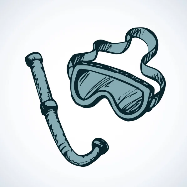Dykning snorkel och skyddsglasögon. Vektorritning — Stock vektor