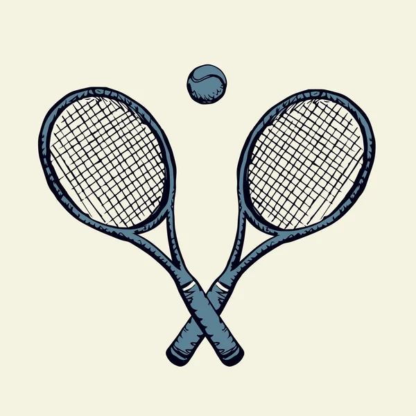 Tennisracket en bal. Vector tekening — Stockvector