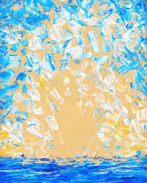 Pintura a óleo abstrata. Fundo do céu azul — Fotografia de Stock