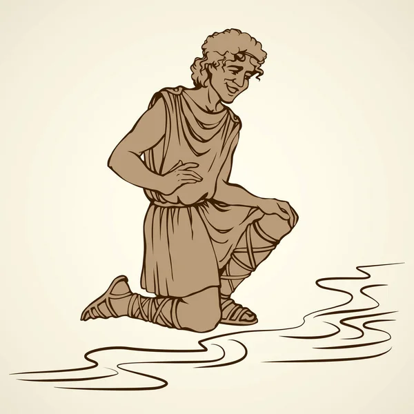 Homme en vêtements grecs anciens. Dessin vectoriel — Image vectorielle