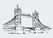 Mostu Tower bridge, Londýn, Velká Británie. Ručně kreslenou vektorové ilustrace