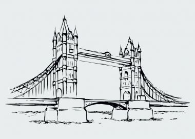 Tower bridge, London, UK. Hand drawn vector illustration clipart
