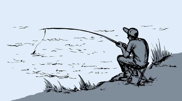 Векторный рисунок. Человек-рыбак — стоковый вектор