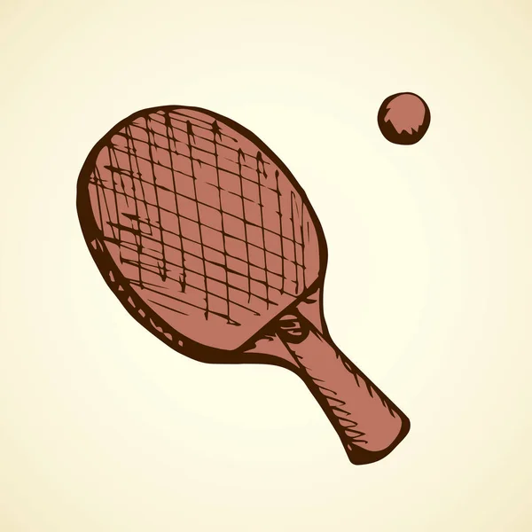 Ilustración vectorial. Raqueta y pelota para tenis de mesa — Archivo Imágenes Vectoriales