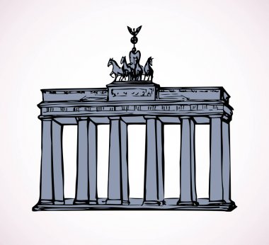 Vektör landmark. Kroki ana sights Berlin - Brandenburg g